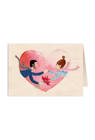 Cozywood Karnet drewniany C6 + koperta �lub bukiet i serce