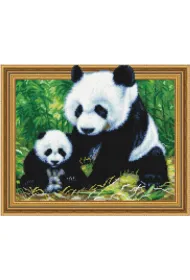 iPicasso Diamentowa mozaika 5D - Panda z m�odym 40x50cm