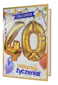 Kukartka Karnet Urodziny 40 + balony QBL-004