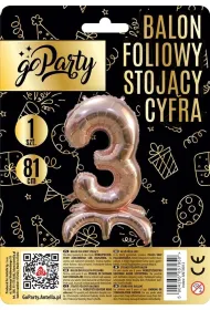 GoParty Balon foliowy stoj�cy 3 rose gold 81cm
