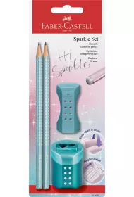 Faber-Castell O�owek 2szt+gumka+temper�wka Sparkle Cosmic turkus
