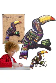 Puzzle drewniane eko 127 el. Tropikalny tukan A3 Maksik