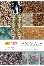 Happy Color Blok z motywami ANIMALS 15 motyw�w A4 15 motyw�w 80g 15 kartek