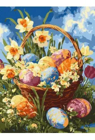 Ideyka Malowanie po numerach - Koszyk z pisankam 30x40cm