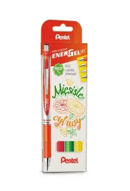 Pentel Zestaw pi�r EnerGel BL77 mi�siste cytrusy w etui 4 szt.