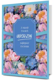 Pan Dragon Karnet B6 Urodziny, malowane kwiaty, niebieski K.B6-2031