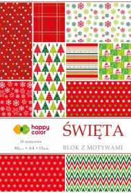 Happy Color Blok z motywami �WI�TA, A4, 80g, 15 arkuszy, 30 motyw�w 15 katek