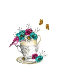 Clear Creations Karnet Swarovski kwadrat. Kwiaty w fili�ance