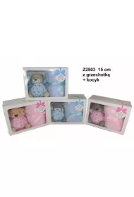 Pluszak Zwierz�ta z grzechotk� 15cm   kocyk SUN-DAY Z2503