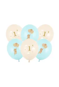 PartyDeco Balony 30 Myszki z cyferk� 1 Light Blue A6 85494