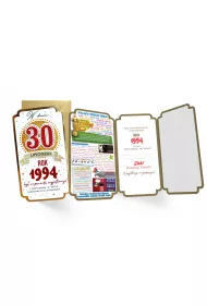 Kukartka Karnet Urodziny 30 roczniki