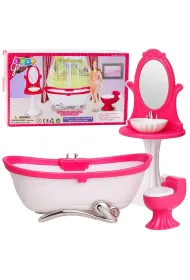 �azienka dla lalek. Wanna, toaleta, umywalka LeanToys