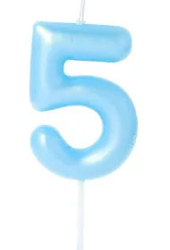 �wieczka na tort - cyferka Candy 5 niebieska 6cm