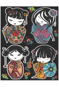 Kolorowanka Welwetowa A4 Laleczki Kokeshi