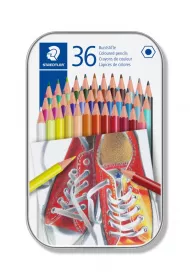 Staedtler Kredki o��wkowe, sze�ciok�tne, metalowe pude�ko 36 szt.
