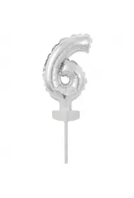 Amscan Balon foliowy mini cyfra 6 srebrna 7x12cm