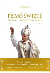 Pismo �wi�te Starego i Nowego Testamentu w bia�ej obwolucie ze �w. Janem Paw�em II