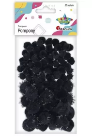 Titanum Pompony akrylowe i brokatowe 85szt czarne