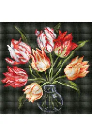 Ideyka Diamentowa mozaika bez ramy - Eleganckie tulipany 30x30cm