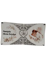Pamiatka Chrztu �wi�tego drewniana rozk�adana na dwie cz�ci(22X11CM) mix