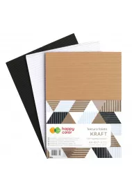 Happy Color Tektura falista KRAFT, 3 kolory, A4, 10 arkuszy 10 kartek