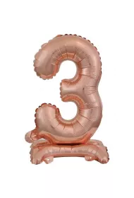 Amscan Balon foliowy mini cyfra 3 na stojaku r�owe z�oto