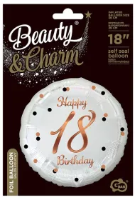 Godan Balon foliowy Happy 18 Birthday bia�y 45cm