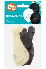 Balon dekoracyjny 12  Happy Birthday op.5 szt. Party GODAN GZ-HBC5