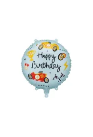 PartyDeco Balon foliowy pastylka Happy Birthday 35x35cm