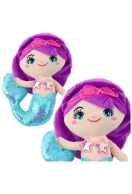 LeanToys Syrenka pluszowa z ogonem w cekiny turkusowa 30cm