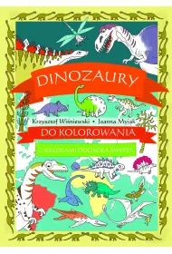 Dinozaury do kolorowania z kredkami dookoa wiata