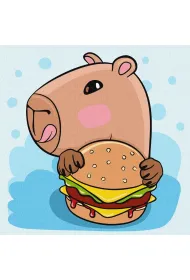Malowanie po numerach - Kapibara i burger Kids Ideyka