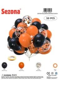 Balony czarne, pomara�czowe, konfetti 50 szt