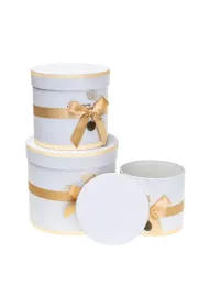 Pude�ko Flower Box z kokard� 3 szt bia�y ROZETTE