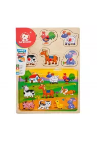 Puzzle drewniane 6 el. 2w1 pinezki ��ka Brimarex