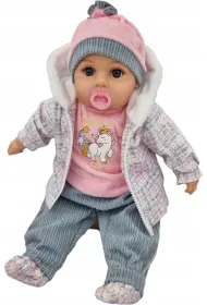 Lalka bobas m�wi i �piewa smoczek + butelka 45cm MarioToys