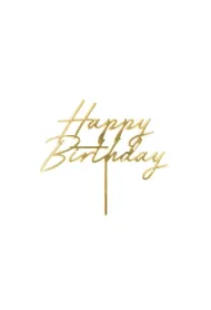 PartyDeco Topper na tort Happy Birthday z�oty 18x16,5cm