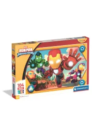 Puzzle 104 el. Maxi SuperColor. Iron Man and His Awesome friends Clementoni