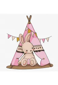 Malowanie po numerach - Baby Rabbit in the wigwam Kids 25x25cm Ideyka