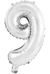 Amscan Balon foliowy mini cyfra 9 srebrna 30x40cm