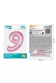 Godan Balon foliowy cyfra 9 jasnor�owa Smart 92cm