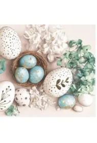 SerwetkI Daisy Wielkanoc lunch - White & Blue Eggs with Hydrangea SDWL012201