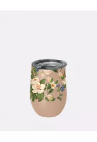 Chic-Mic Kubek ze stali nierdzewnej z pokrywk beowy w kwiaty 420 ml