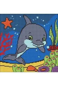 Diamentowa mozaika Kids - Uprzejmy delfin 30x30cm Ideyka