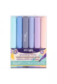 Strigo. Markery akrylowe trjktne 6 kolorw. Kocwka Brush. Zestaw 4