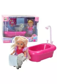 Zestaw mini laleczka z wann� i pieskiem LeanToys