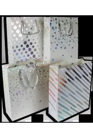 Polkart Torebka prezentowa M, bia�o holograficzna (26x32x10cm) mix