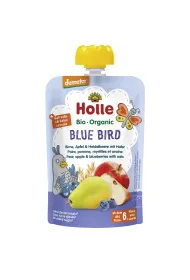 Holle Mus niebieski ptak (Gruszka - Jab�ko - Jagoda - Owies) od 6 miesi�ca Demeter 100 g Bio