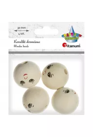 Titanum Koraliki drewniane okr�g�e z twarz� 4 szt.