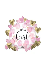 Anagram Balon foliowy Baby Girl Pink Watercolor 76x76cm